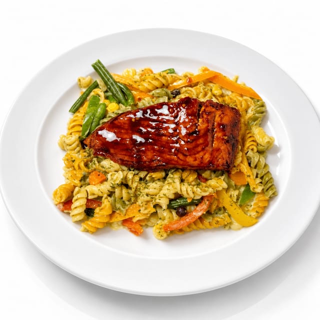 Sweet Chilli Salmon Pasta.