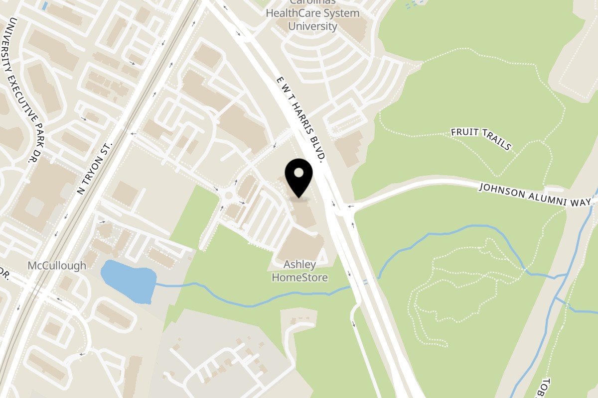 Map showing the location of Irie Nation Restaurant & Bar E McCullough Dr on 440 E McCullough Dr Ste a126 in Charlotte